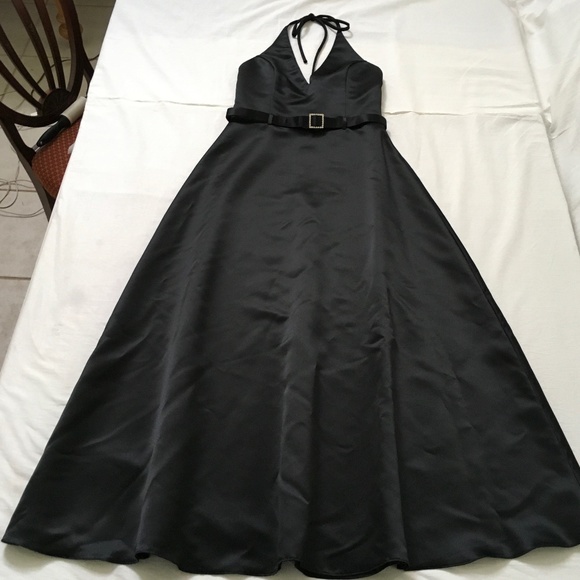 SCOTT McCLINTOCK Black Satin Formal Evening Gown Size